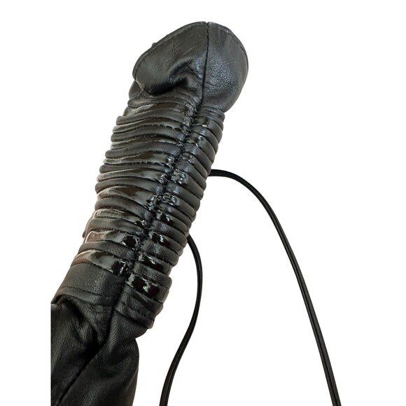 Vintage BRIO! Buttery Soft Leather Scallop Shell Crossbody Bag Purse Black Korea - Picture 3 of 8